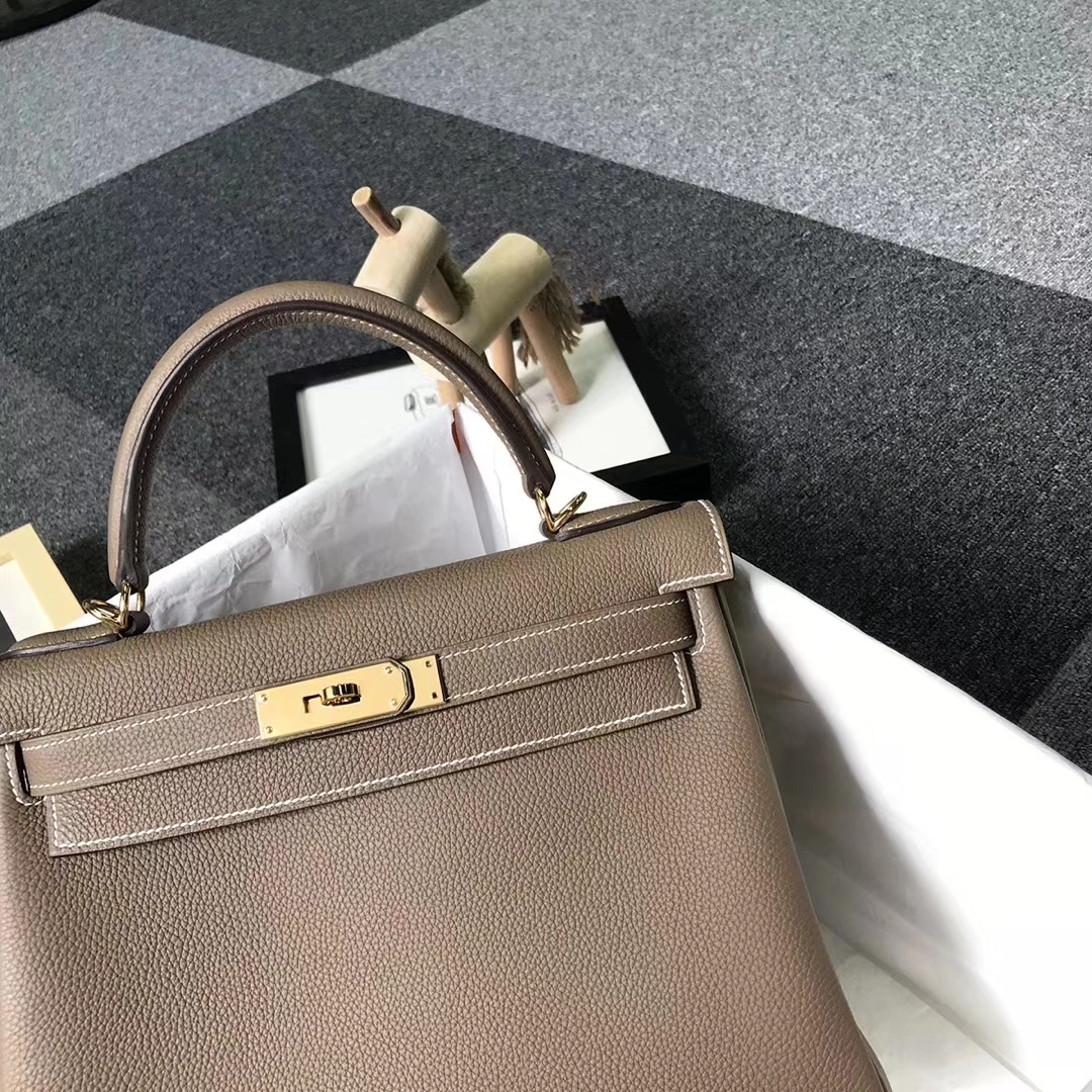 hermès(爱马仕)大象灰 原厂御用顶级小牛皮 kelly 28 金扣 银扣 现货